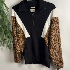 25. American Eagle Outfitters Black and Leopard V-Neck Sweater